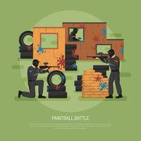 Ilustração de batalha de paintball vetor