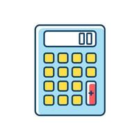 calculadora de bolso ícone de cor rgb. cálculo matemático. contagem rápida. pequeno dispositivo eletrônico. contabilidade. finança. tecnologia. dispositivo móvel. ilustração vetorial isolada vetor