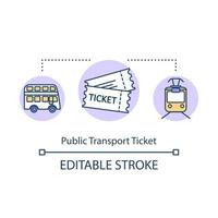 ícone do conceito de bilhete de transporte público. viagem barata pela cidade, ilustração de linha fina de ideia de turismo de orçamento. transporte urbano. desenho de cor rgb de contorno isolado vetor. curso editável vetor