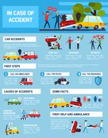 Conjunto de infográfico de acidentes rodoviários vetor
