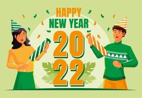 pessoas felizes comemorando o ano novo de 2022