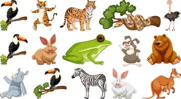 conjunto de diferentes personagens de desenhos animados de animais selvagens