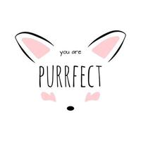 você é perfeito lettering frase isolado no branco liso ilustração vetorial fonte preta manuscrita orelhas de animais doodle simples imprimir banner cartaz cartão motivacional estilo de vida vetor