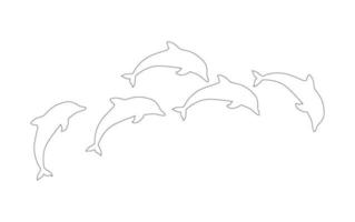 ícone de golfinhos em branco vetor