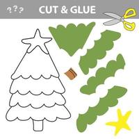cortar e colar - jogo simples para crianças. árvore de Natal vetor