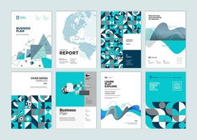 conjunto de brochura, relatório anual, designs de capa de plano de negócios. vetor