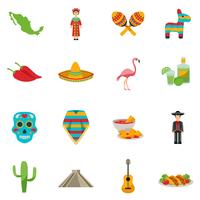 Conjunto de ícones plana do México vetor