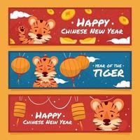 conjunto de banner do ano novo chinês do tigre vetor