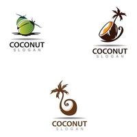 design de ilustração de logotipo de coco verde, modelo de natureza vetor