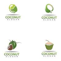 design de ilustração de logotipo de coco verde, modelo de natureza vetor