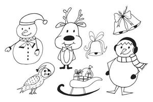 doodle coleção fofa de elementos vetoriais de natal vetor