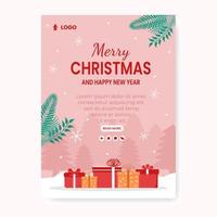 ilustração de design plano modelo de cartaz feliz natal editável de fundo quadrado adequado para mídia social, cartão, saudações e anúncios de internet na web vetor