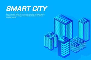 cidade futura isométrica. conceito da indústria imobiliária e de construção vetor