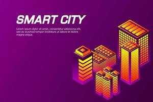 cidade futura isométrica. conceito da indústria imobiliária e de construção vetor