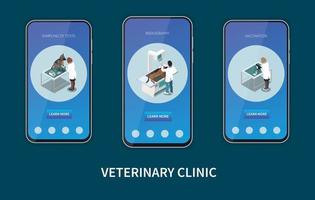 conjunto de telas veterinárias para celular vetor