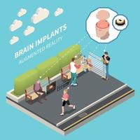 implantes cerebrais e realidade aumentada vetor