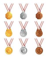 conjunto de medalhas de premiação vetor