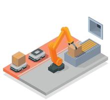 moderno armazém colorido composição isométrica vetor