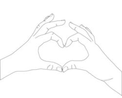 mãos mostrando o gesto de forma de coração. mão desenhada ilustração em vetor linha arte. esboço. ilustração vetorial