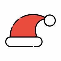 estilo de linha plana do ícone de chapéu de Papai Noel vetor