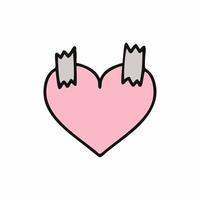 um post-it em forma de coração. ilustração vetorial para dia dos namorados em estilo doodle. vetor
