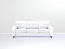 Interior com ilustração de sofá de couro branco vetor