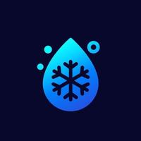 ícone de gota de refrigerante com um floco de neve vetor