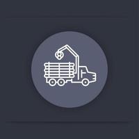 ícone de linha de despachante, veículo florestal, logger, ícone plano redondo de caminhão de log, ilustração vetorial vetor