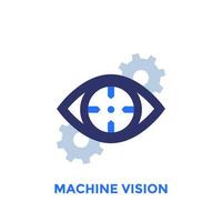 ícone de visão de máquina com engrenagens vetor