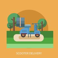 desenho conceitual de entrega de scooter vetor