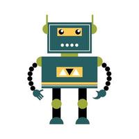 uma ilustração criativa de um robô retrô em verde. um personagem de desenho animado para design de tema futurista. uma coleção de vetores de elemento.