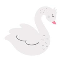 vetor bonito cisne isolado no fundo branco. ilustração de pássaro romântico. conceito de amor ou personagem de dia dos namorados para crianças.