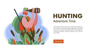 época de caça. caçador com binóculos. ilustração vetorial.