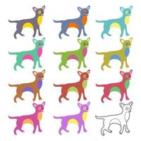 conjunto colorido de cachorros chihuahua vetor