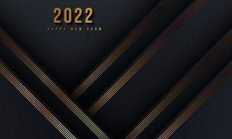 feliz novo 2022 anos elegante linha de fundo dourado, sombra profunda e luz. modelo de texto minimalista vetor