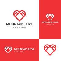 modelo de vetor de ícone de logotipo de amor de montanha