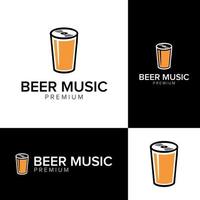 modelo de vetor de ícone de logotipo de música cerveja