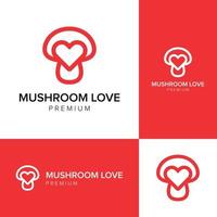 modelo de vetor de ícone de logotipo de amor cogumelo