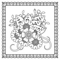 flor mehndi para henna, mehndi, tatuagem, decoração. ornamento decorativo em estilo oriental étnico, ornamento de doodle, desenho de mão de contorno. página do livro para colorir. vetor