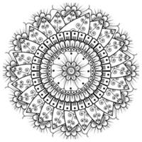 flor mehndi para henna, mehndi, tatuagem, decoração. ornamento decorativo em estilo oriental étnico, ornamento de doodle, desenho de mão de contorno. página do livro para colorir. vetor