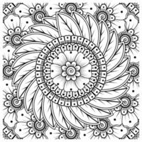 flor mehndi para henna, mehndi, tatuagem, decoração. ornamento decorativo em estilo oriental étnico, ornamento de doodle, desenho de mão de contorno. página do livro para colorir. vetor