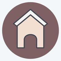 icon dog house - cor estilo companheiro - ilustração simples, traço editável vetor