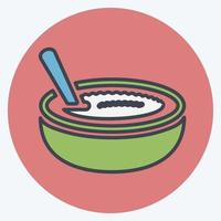 ícone de arroz doce - estilo mate de cor - ilustração simples, traço editável vetor