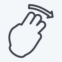 ícone três dedos - estilo linha direita - ilustração simples, traço editável vetor
