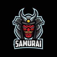 mascote de samurai e design de logotipo de esporte vetor