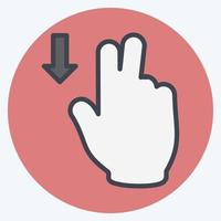 ícone dois dedos para baixo - estilo de companheiro de cor - ilustração simples, traço editável vetor