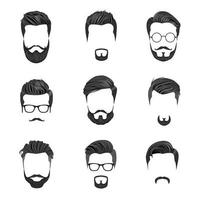 cabelo hipster, bigodes e barbas vetor