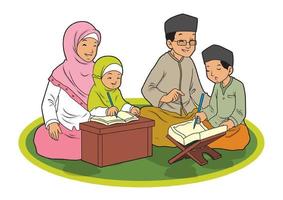 ilustração vetorial muçulmana de família indonésia vetor