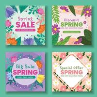 postagem em mídia social colorida de venda de primavera vetor