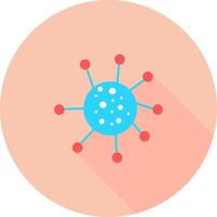 vírus corona em ícone de círculo com longas sombras. bactérias, micróbios e vírus sinal e símbolo na saúde design plano com elemento para o conceito móvel e aplicativos da web. vetor